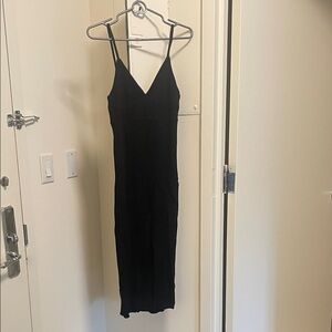 Zara Black Midi Dress with Spaghetti Straps